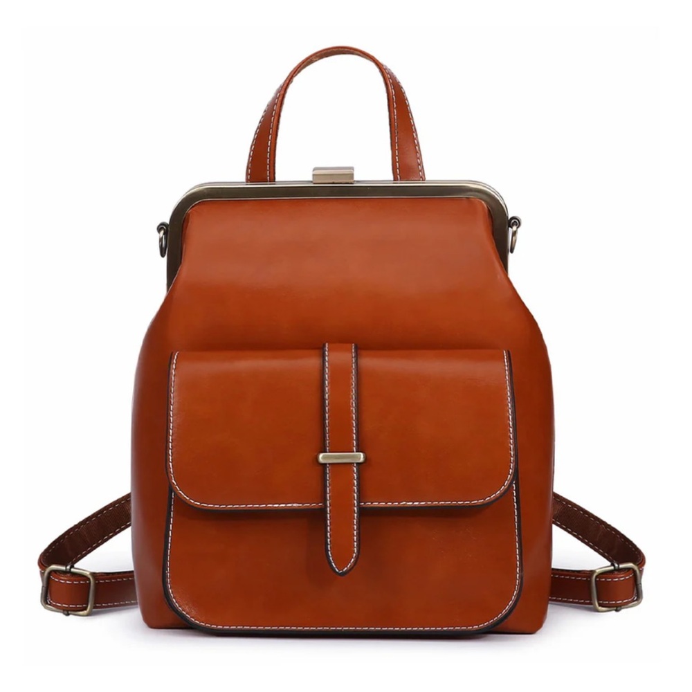 Elegant Tan Leather Backpack